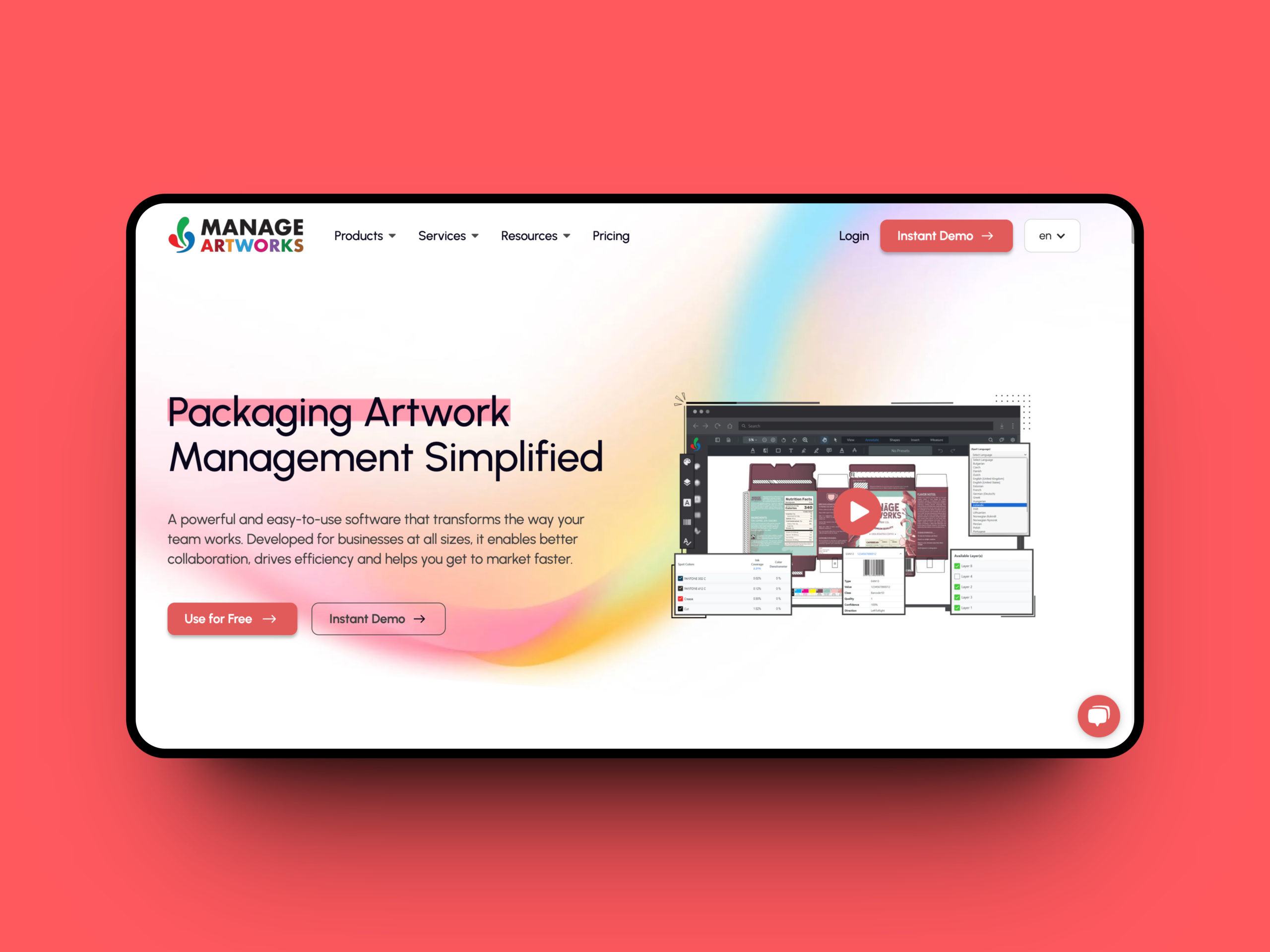 Manageartworks homepage